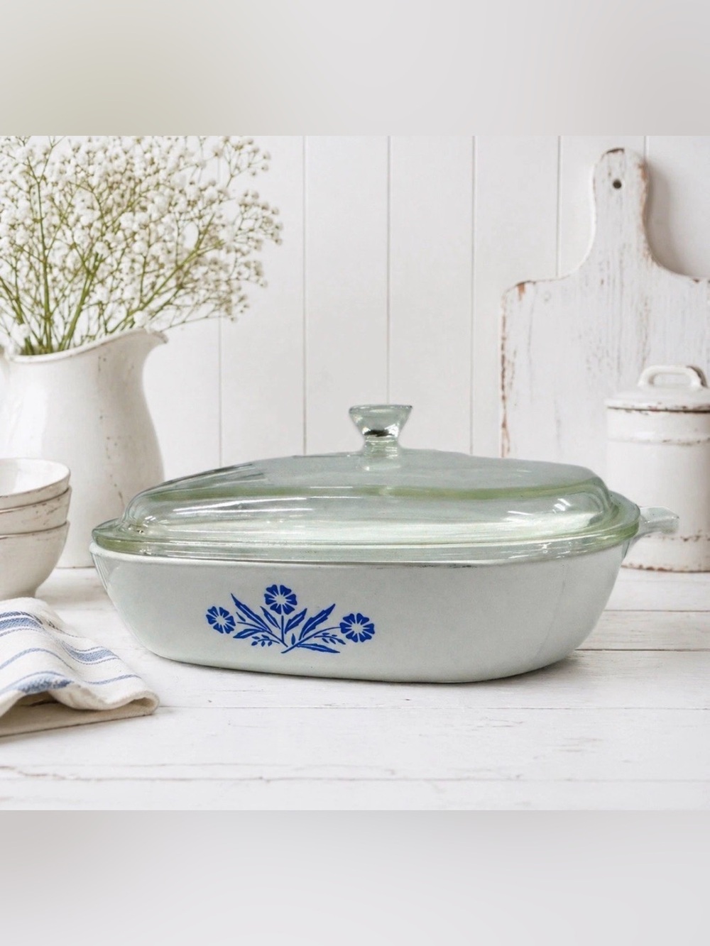 Vintage Corning Ware Blue Cornflower P-10-B 10” Casserole w/ Lid USA